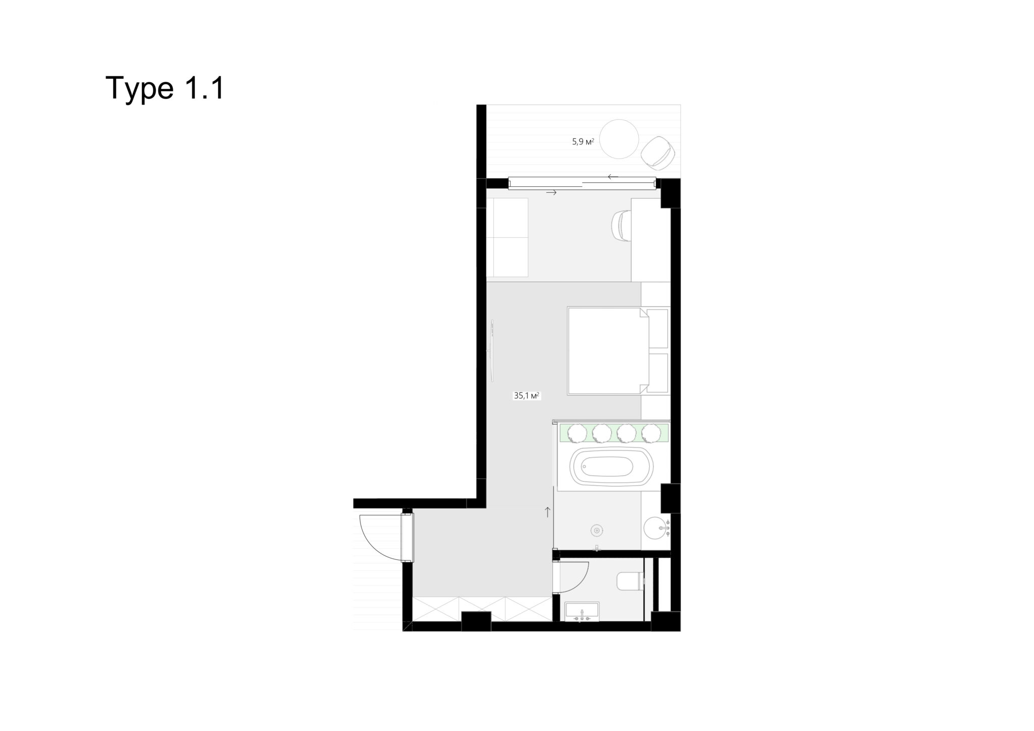 Эксклюзивные апартаменты 1-спал. в Убуде, Бали — EW1212
